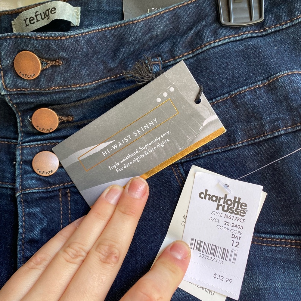 NEVER WORN Dark blue high waisted skinny jeans size 12